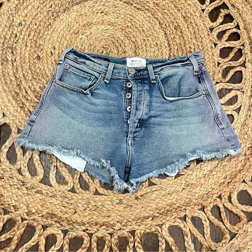 McGuire Button Fly High Rise Cutoff Denim Shorts 26